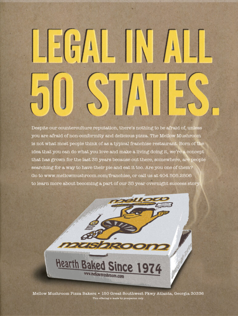 Legal in all 50 states Mellow Mushroom Franchise Poster